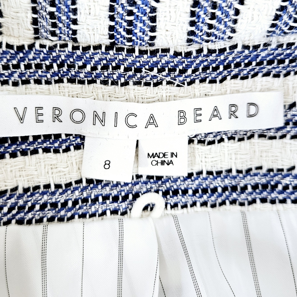 Veronica Beard Ryland Striped Cotton-Blend Tweed Blazer in Blue and White Size 8 - Picture 14 of 15
